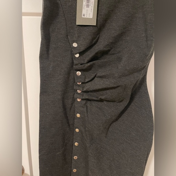 New AllSaints hatti jersey t-shirt dress with side popper detail in black size 0 - Picture 10 of 10